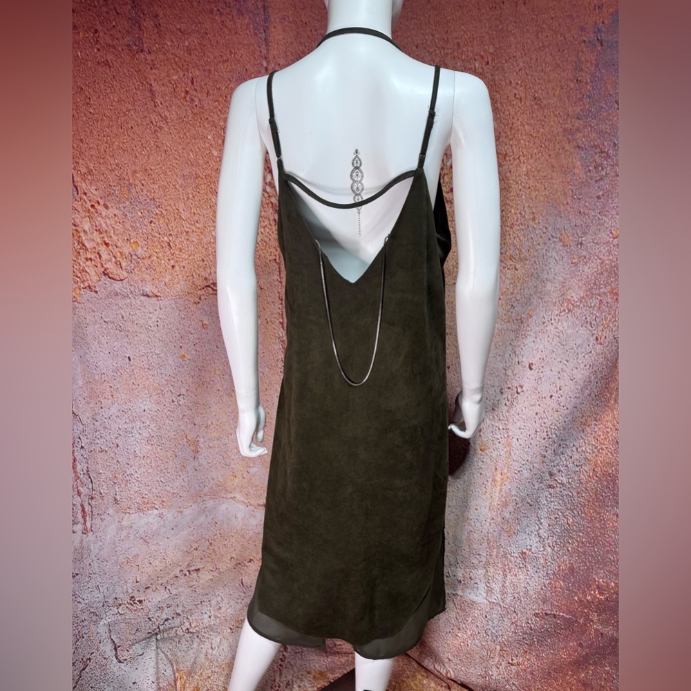 NWOT Olive Green Faux Suede Slip Dress